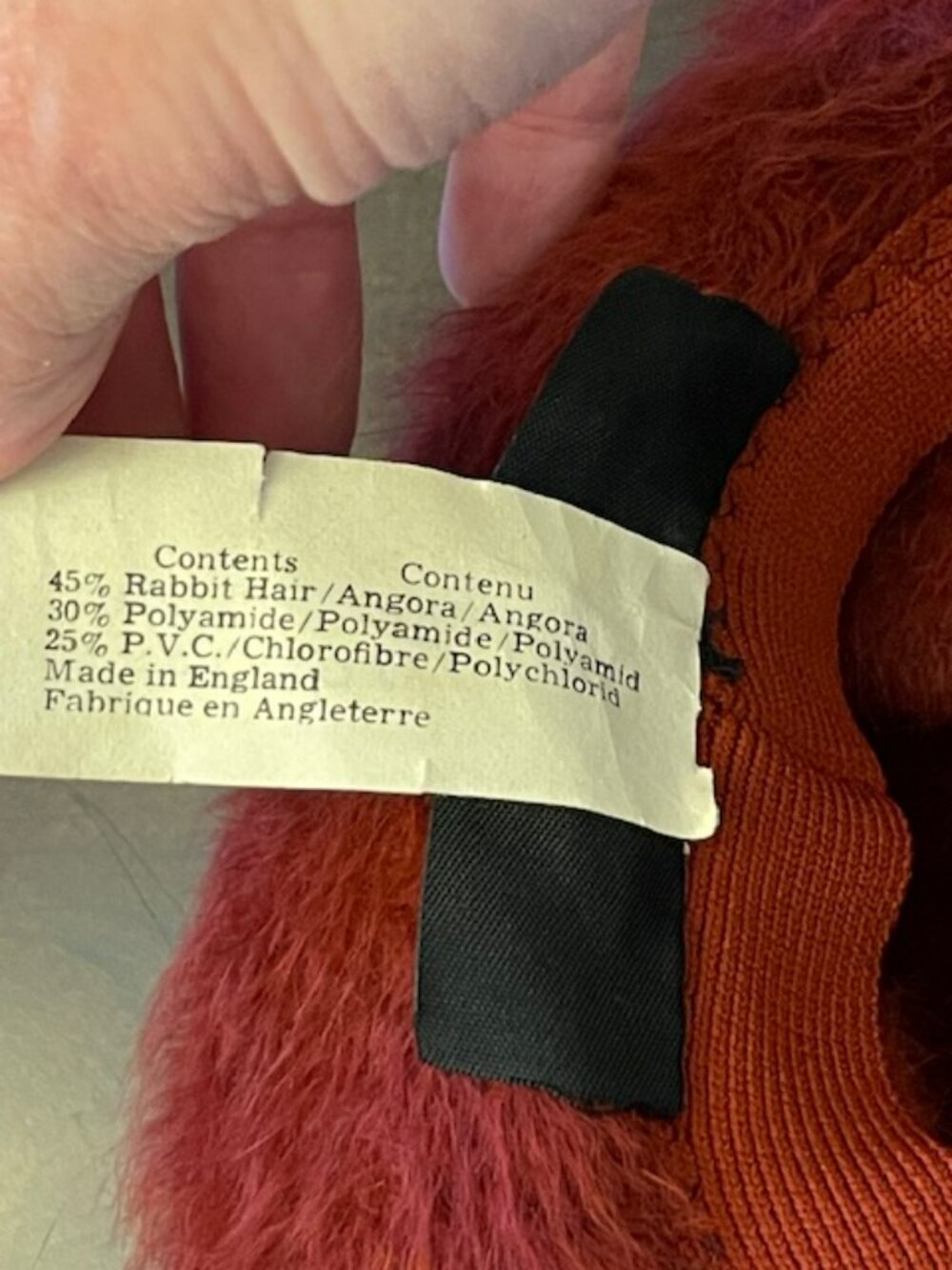 Kangol Furgora Olivia Angora Fuzzy Bucket Hat Red Soft Vintage 80's 90's - Picture 5 of 7